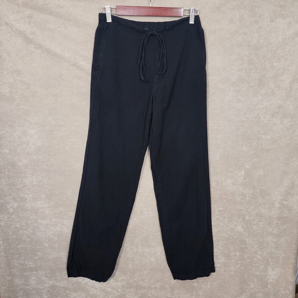 ASOS Design Size 2 Linen Cotton Black Drawstring pull on trousers Beach Vacation
